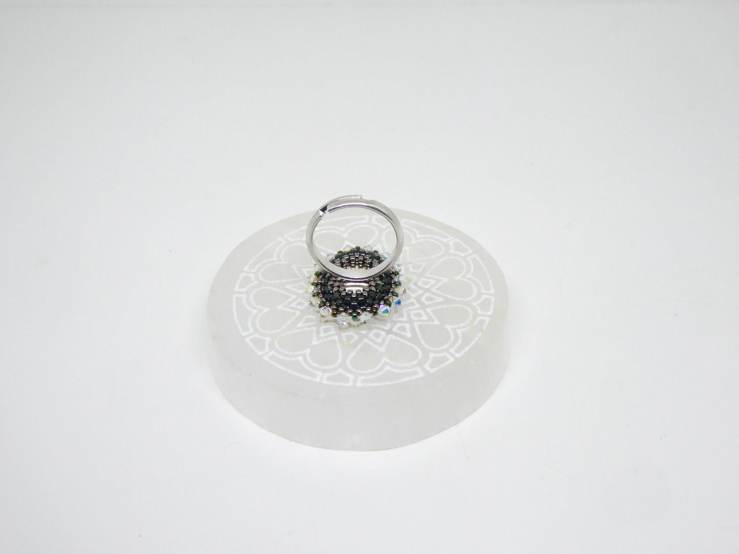 Dessous bague Moscou - sertissage pierre naturelle Séraphinite - anneau argent 925