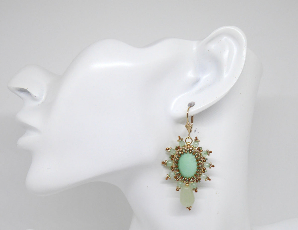 Boucles d'oreilles Izmir - pierre portée Variscite - Bijoux artisanaux Tiss'Mé