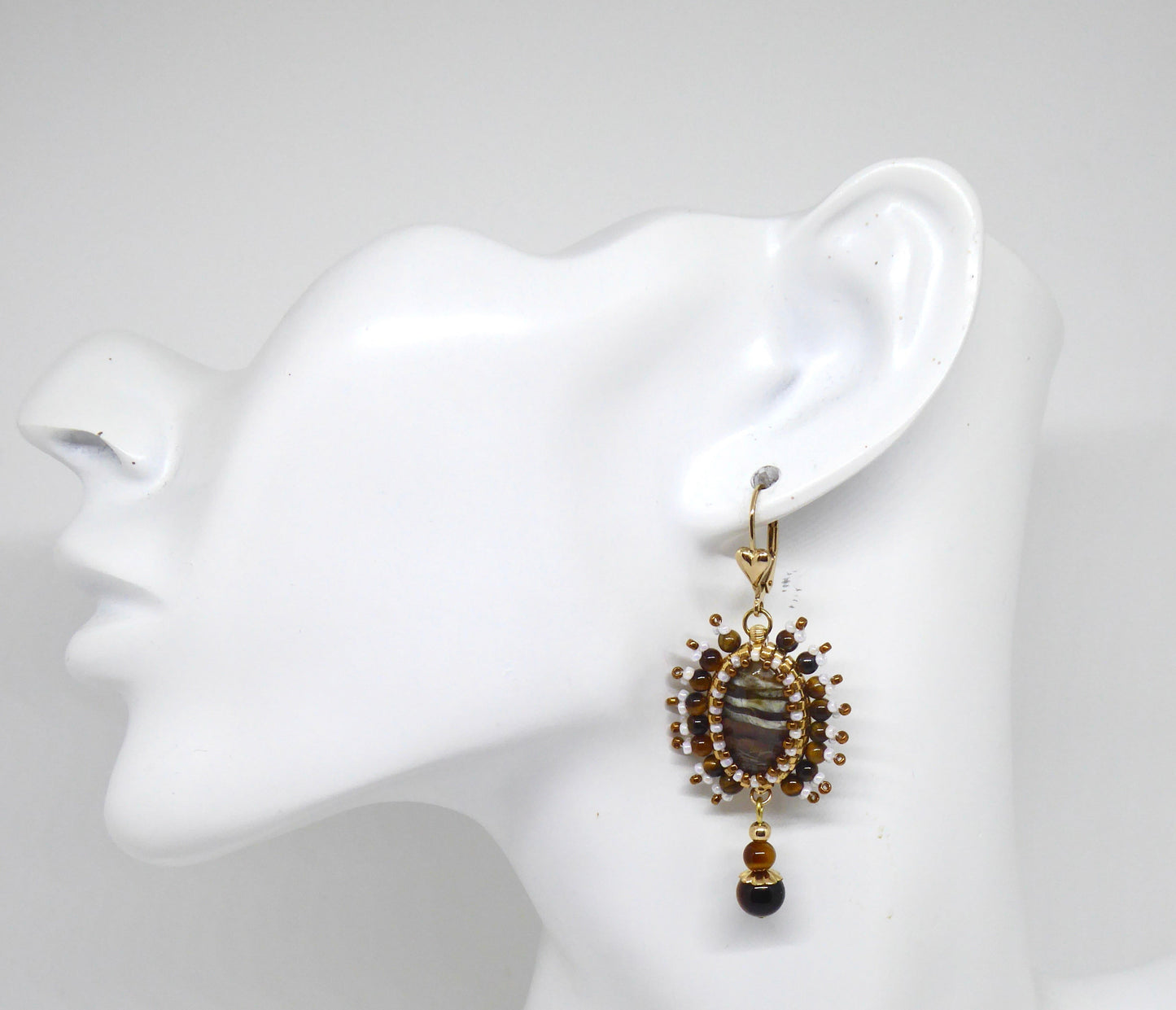 Boucles d'oreilles Phoenix - pierre portée Piétersite - Bijoux artisanaux Tiss'Mé
