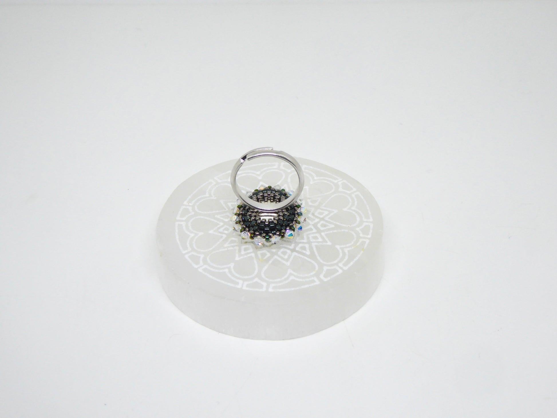 Dessous bague Moscou - sertissage pierre naturelle Séraphinite - anneau argent 925