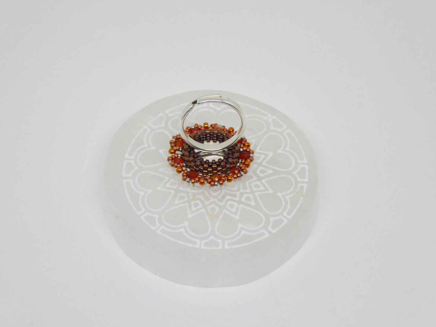 Dessous bague New-Dehli - Tiss'Mé - sertissage pierre naturelle Cornaline - anneau argent 925