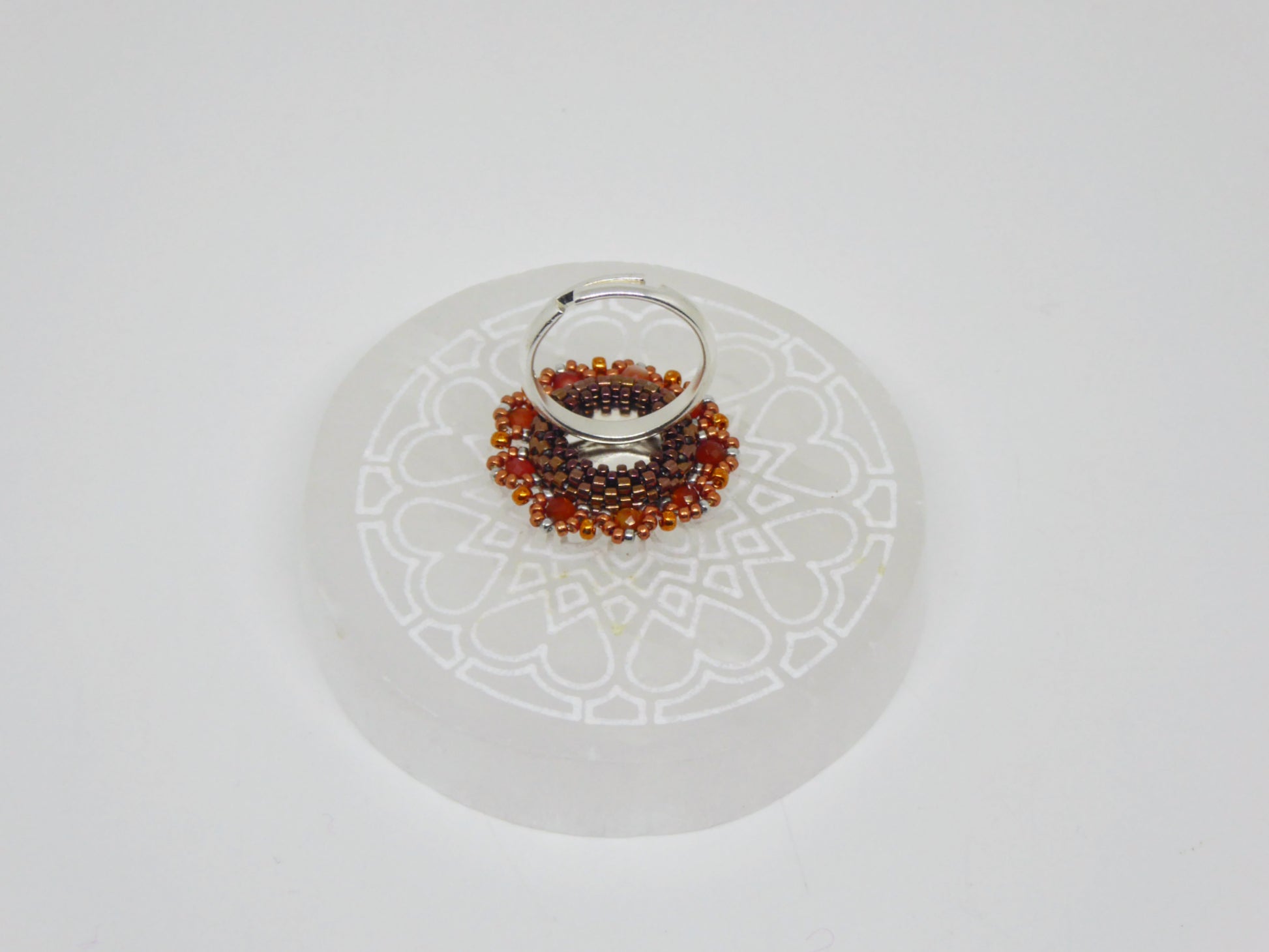 Dessous bague New-Dehli - Tiss'Mé - sertissage pierre naturelle Cornaline - anneau argent 925