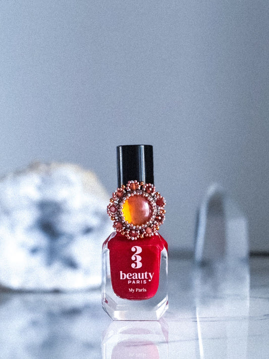 Bague New Dehli Tiss'Mé - pierre naturelle de Cornaline et perles Miyuki