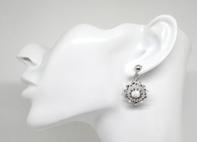 Boucles d'oreilles Jupiter - pierre portée Howlite blanche - Bijoux artisanaux Tiss'Mé