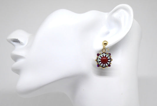 Boucles d'oreilles Mars - pierre portée Jaspe rouge - Bijoux artisanaux Tiss'Mé