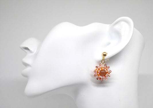 Boucles d'oreilles Vénus - pierre portée Pierre de soleil - Bijoux artisanaux Tiss'Mé