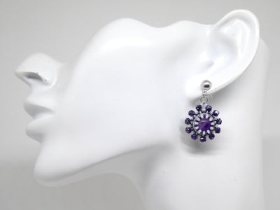 Boucles d'oreilles Jupiter - pierre portée Améthyste - Bijoux artisanaux Tiss'Mé