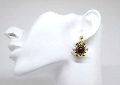 Boucles d'oreilles Mars - pierre portée Bronzite - Bijoux artisanaux Tiss'Mé