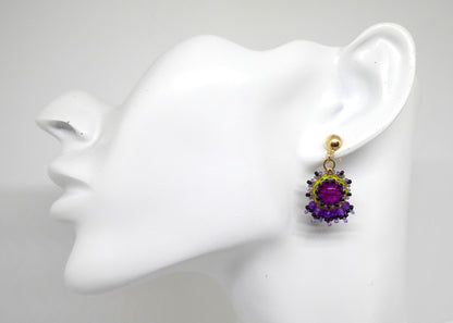 Boucles d'oreilles Jupiter - pierre portée Fluorite/Fluorine - Bijoux artisanaux Tiss'Mé