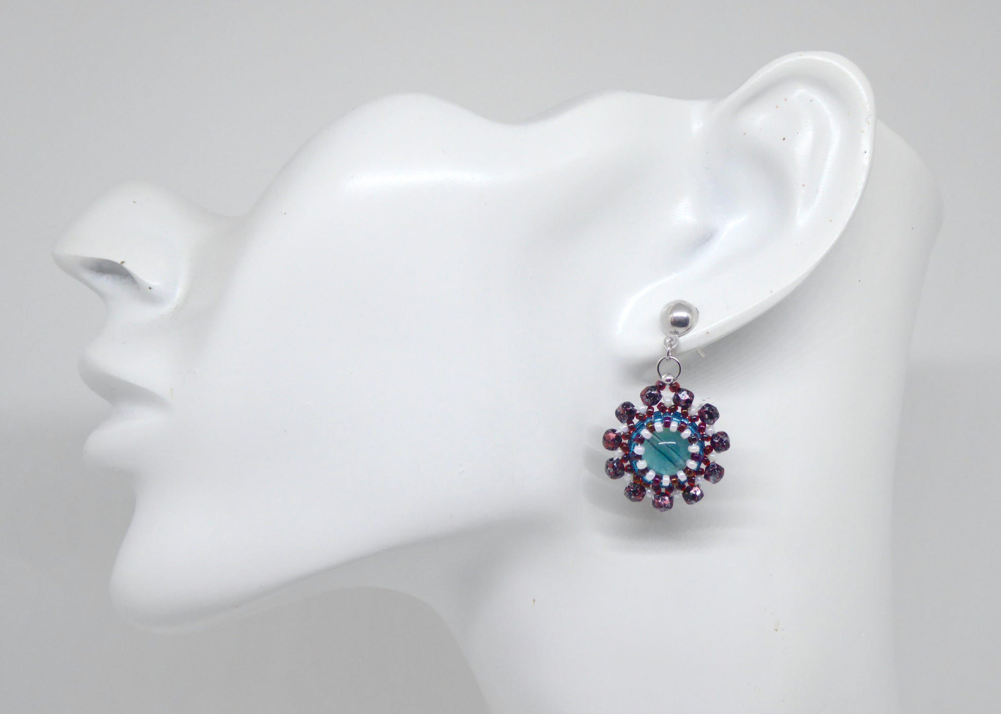 Boucles d'oreilles Mercure - pierre portée Fluorite/Fluorine - Bijoux artisanaux Tiss'Mé