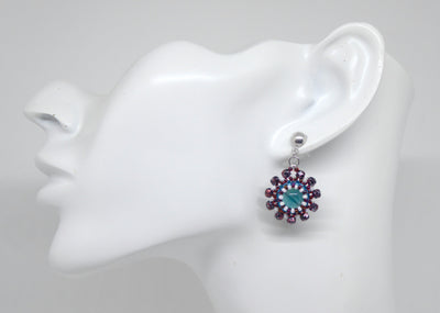 Boucles d'oreilles Mercure - pierre portée Fluorite/Fluorine - Bijoux artisanaux Tiss'Mé
