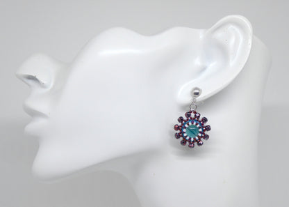 Boucles d'oreilles Mercure - pierre portée Fluorite/Fluorine - Bijoux artisanaux Tiss'Mé