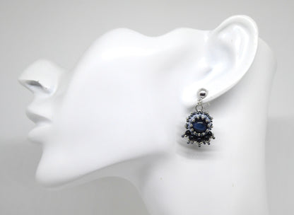Boucles d'oreilles Saturne - pierre portée Oei de Faucon - Bijoux artisanaux Tiss'Mé