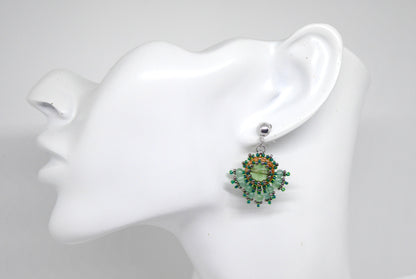 Boucles d'oreilles Lune - pierre portée Fluorite/Fluorine - Bijoux artisanaux Tiss'Mé