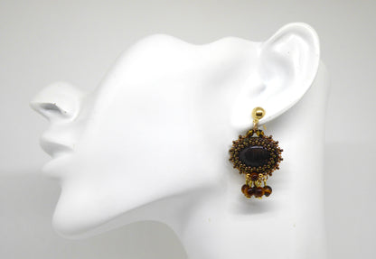 Boucles d'oreilles Chateauroux - pierre portée Bois fossilisé - Bijoux artisanaux Tiss'Mé