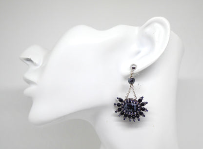 Boucles d'oreilles Chichen Itza - pierre portée Obsidienne à flocons - Bijoux artisanaux Tiss'Mé
