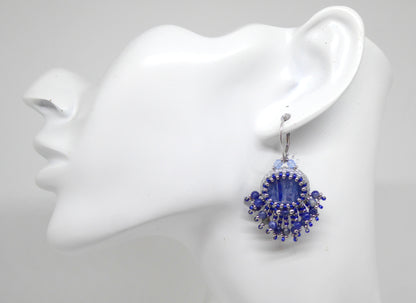Boucles d'oreilles Fortaleza - pierre portée Cyanite/Kyanite - Bijoux artisanaux Tiss'Mé