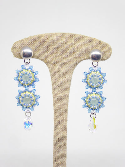 Boucles d'oreilles Gemini Tiss'Mé - pierre naturelle Aigue-marine et perles Miyuki - fait main Paris