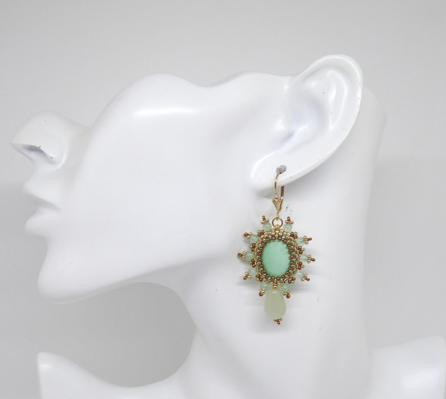 Boucles d'oreilles Izmir - pierre portée Variscite - Bijoux artisanaux Tiss'Mé