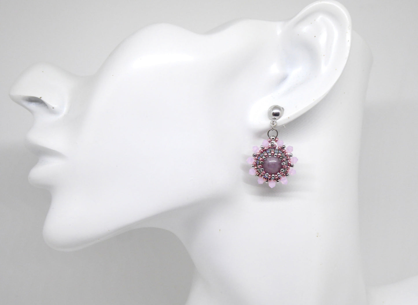 Boucles d'oreilles Lune - pierre portée Kunzite - Bijoux artisanaux 