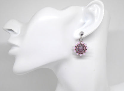 Boucles d'oreilles Lune - pierre portée Kunzite - Bijoux artisanaux 