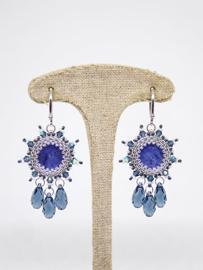 Verso boucles d'oreilles Rio - Tiss'Mé - sertissage pierre naturelle Sodalite - perles Miyuki