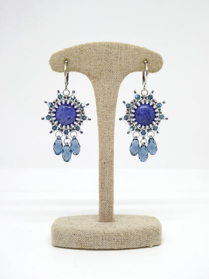 Boucles d’oreilles Rio - Tiss’Mé - pierre naturelle Sodalite - tissage perles Miyuki - argent 925/1000