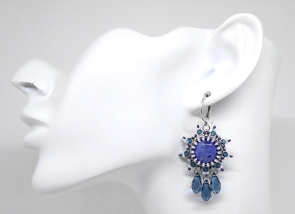 Boucles d'oreilles Rio - pierre portée Sodalite - Bijoux artisanaux Tiss'Mé