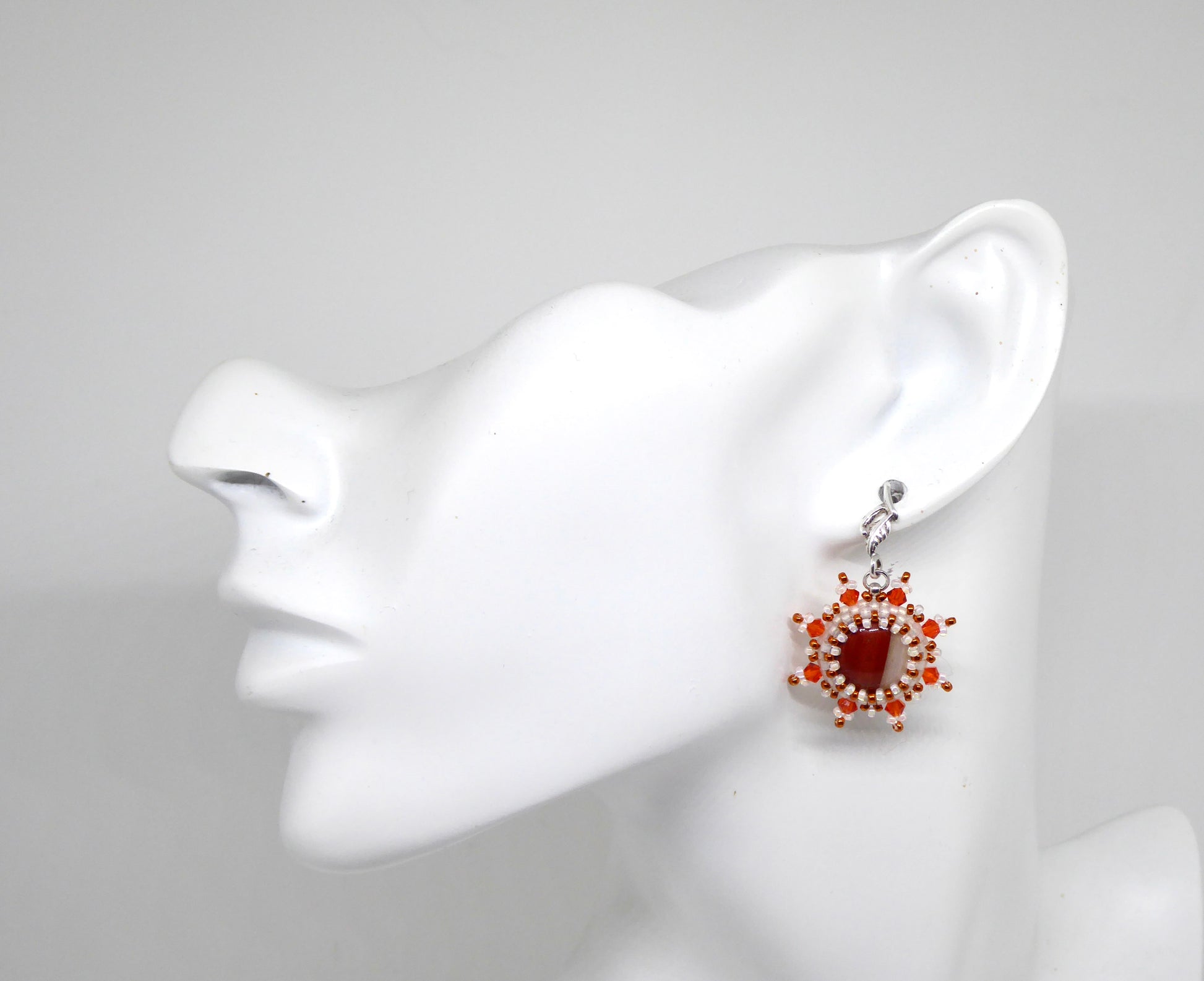 Boucles d'oreilles Roswell - pierre portée Jaspe rouge blanc - Bijoux artisanaux 