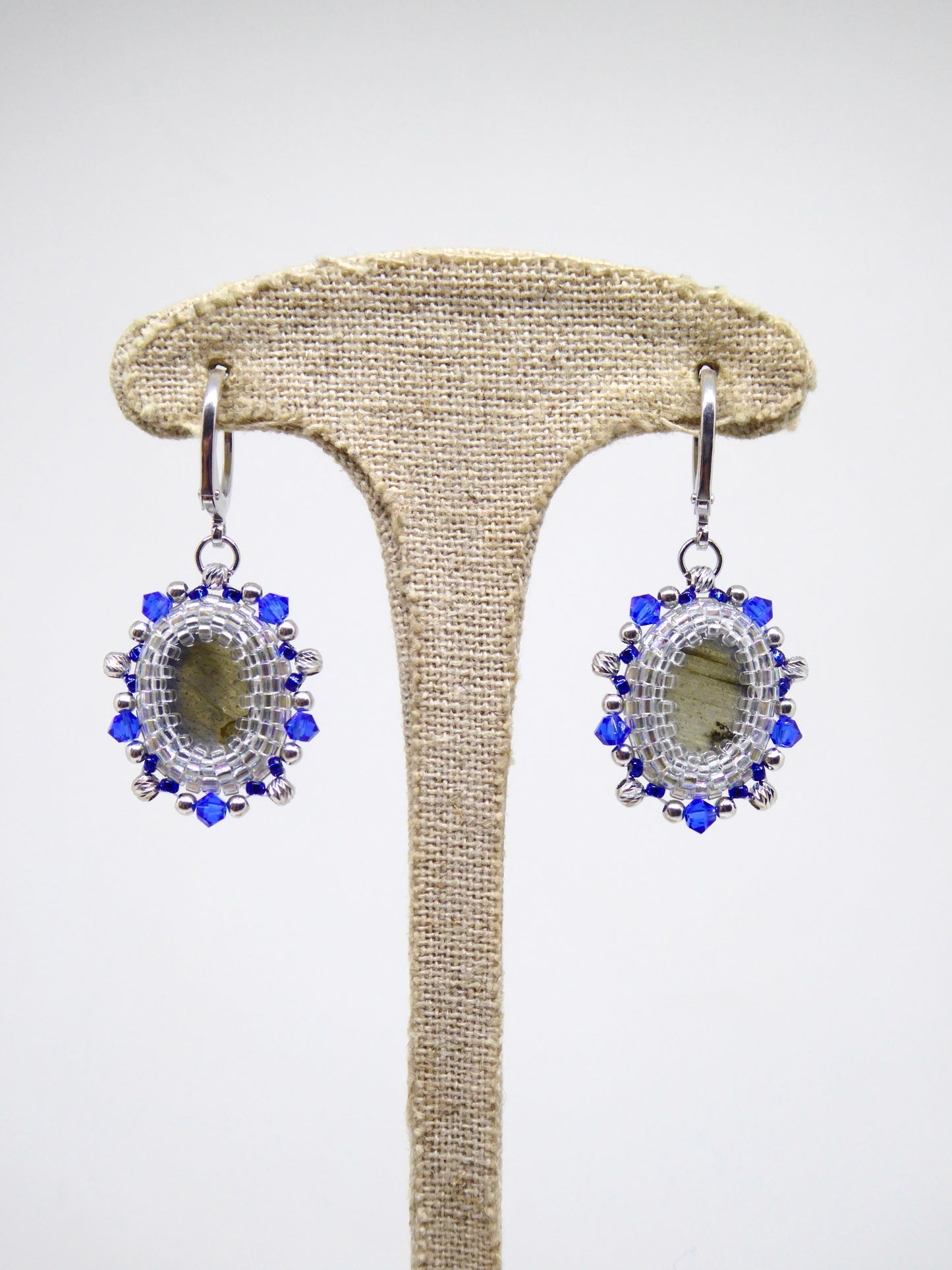 Verso boucles d'oreilles Sofia - Tiss'Mé - sertissage pierre naturelle Labradorite - perles Miyuki 