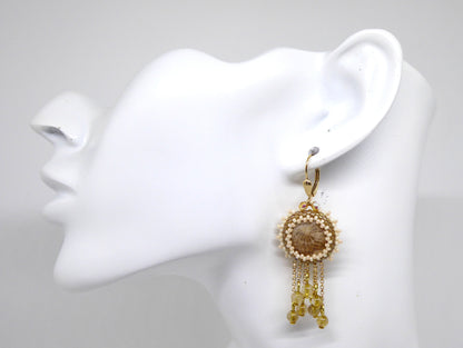Boucles d'oreilles Sumatra - pierre portée Corail fossile - Bijoux artisanaux Tiss'Mé