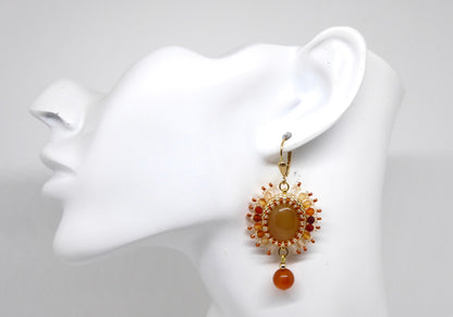 Boucles d'oreilles Tana - pierre portée Cornaline - Bijoux artisanaux Tiss'Mé