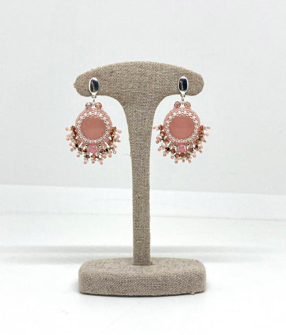 Boucles d’oreilles Venise - Tiss’Mé - pierre naturelle Quartz rose - tissage perles Miyuki - argent 925/1000