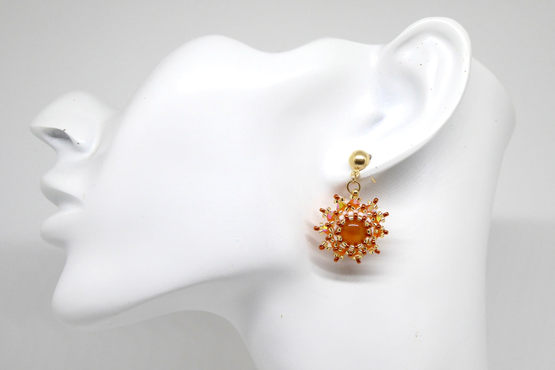 Boucles d'oreilles Vénus - pierre portée Cornaline - Bijoux artisanaux Tiss'Mé