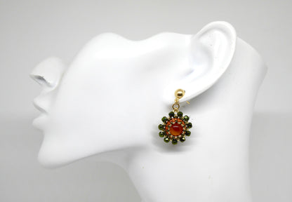 Boucles d'oreilles Vénus - pierre portée Cornaline - Bijoux artisanaux Tiss'Mé