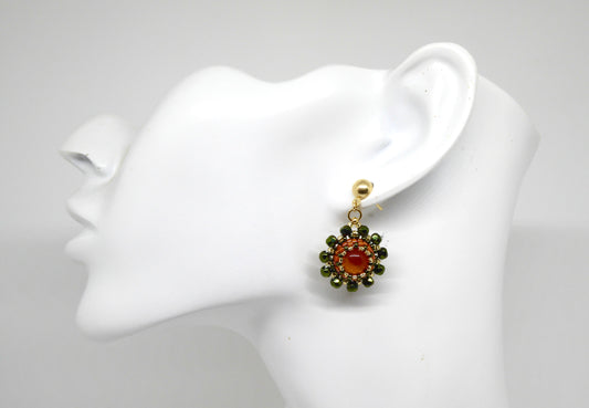 Boucles d'oreilles Vénus - pierre portée Cornaline - Bijoux artisanaux Tiss'Mé