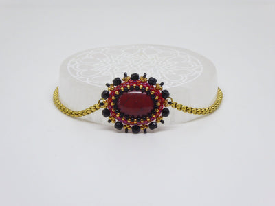 Bracelet Darwin Tiss’Mé - pierre naturelle Jaspe mokaite - tissage perles Miyuki - artisanat d'art