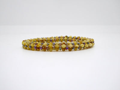 Bracelet perlé Tiss’Mé - pierre naturelle Ambre et rocailles Miyuki - tissage perles fil et aiguille - artisanat d'art
