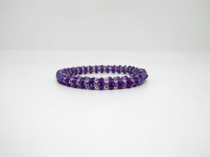 Bracelet perlé Tiss’Mé - pierre naturelle Améthyste et rocailles Miyuki - tissage perles fil et aiguille - artisanat d'art