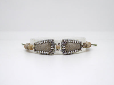 Bracelet Chengdu - Tiss’Mé - minéral naturel Corail fossile - tissage perles Miyuki - bracelet homme/femme