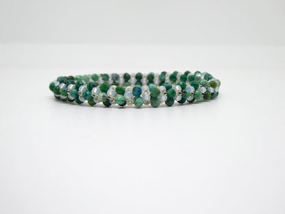 Bracelet perlé Tiss’Mé - pierre naturelle Chrysocolle et rocailles Miyuki - tissage perles fil et aiguille - artisanat d'art