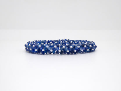 Bracelet perlé Tiss’Mé - pierre naturelle Cyanite ou Kyanite et rocailles Miyuki - tissage perles fil et aiguille - artisanat d'art