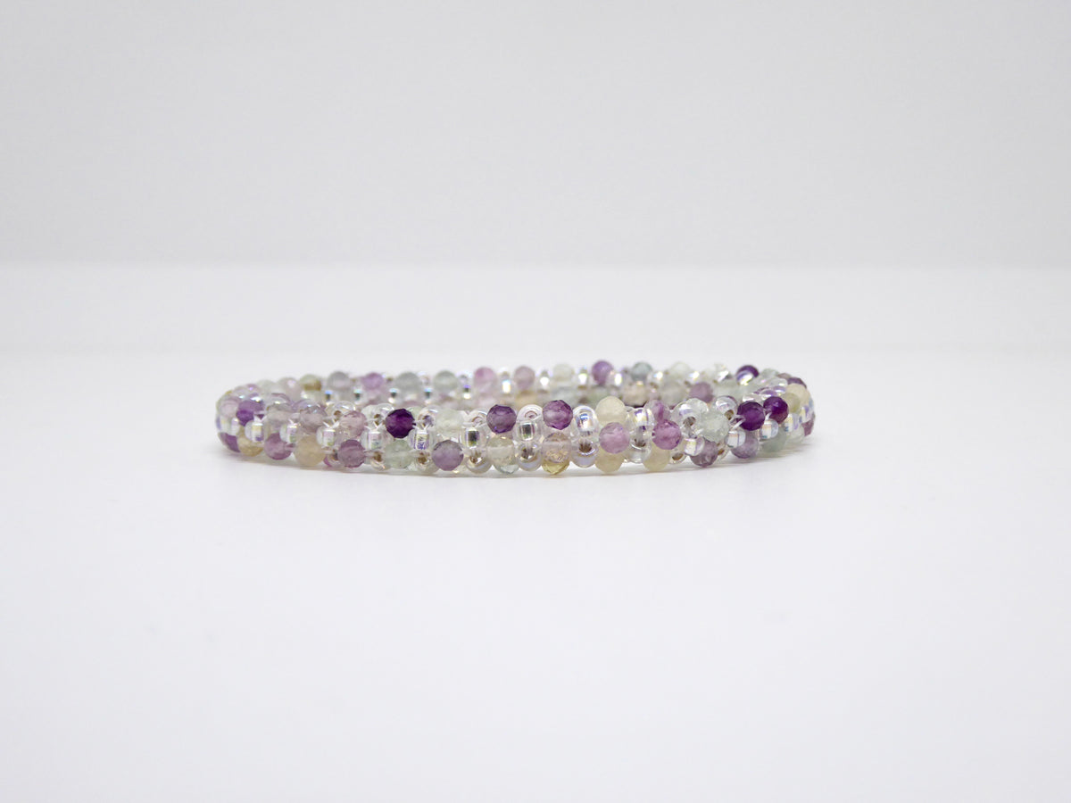 Bracelet perlé Tiss’Mé - pierre naturelle Fluorite et rocailles Miyuki - tissage perles fil et aiguille - artisanat d'art