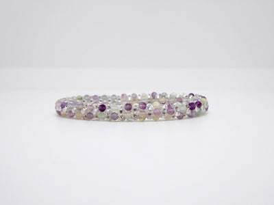 Bracelet perlé Tiss’Mé - pierre naturelle Fluorite et rocailles Miyuki - tissage perles fil et aiguille - artisanat d'art