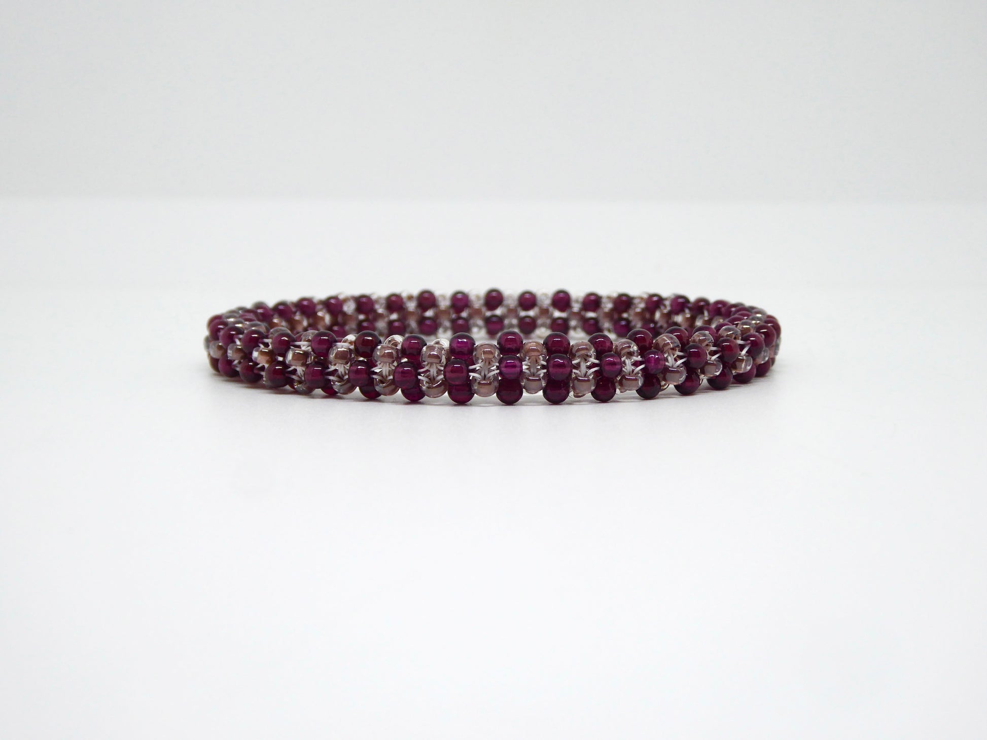 Bracelet perlé Tiss’Mé - pierre naturelle Grenat - tissage perles fil et aiguille - artisanat d'art