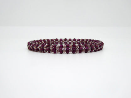 Bracelet perlé Tiss’Mé - pierre naturelle Grenat - tissage perles fil et aiguille - artisanat d'art