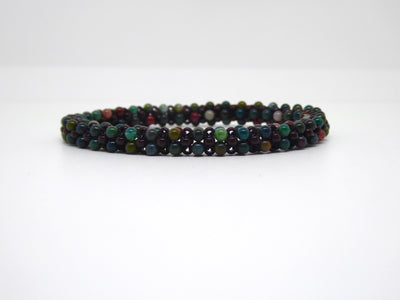 Bracelet perlé Tiss’Mé - pierre naturelle Héliotrope (Jaspe sanguin) et rocailles Miyuki - tissage perles fil et aiguille - artisanat d'art