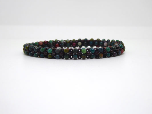 Bracelet perlé Tiss’Mé - pierre naturelle Héliotrope (Jaspe sanguin) et rocailles Miyuki - tissage perles fil et aiguille - artisanat d'art