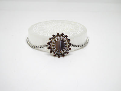 Bracelet Kalahari Tiss’Mé - pierre naturelle Agate Botswana - tissage perles Miyuki - artisanat d'art