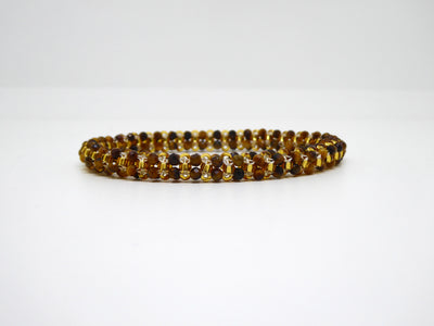 Bracelet perlé Tiss’Mé - pierre naturelle Oeil de Tigre et rocailles Miyuki - tissage perles fil et aiguille - artisanat d'art
